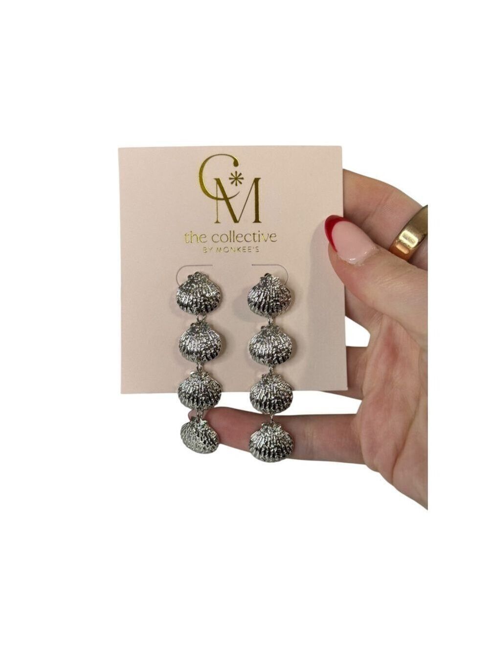 Women's Monkee's Silver Shell Dangle Earrings One Size